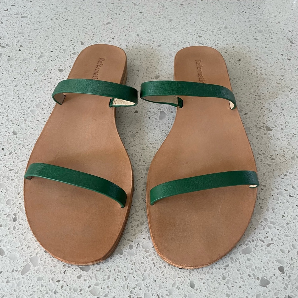 Reformation leather slide sandals size 8